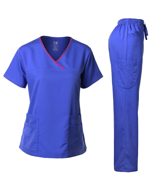 ROYAL BLUE/PINK Y-NECK SET