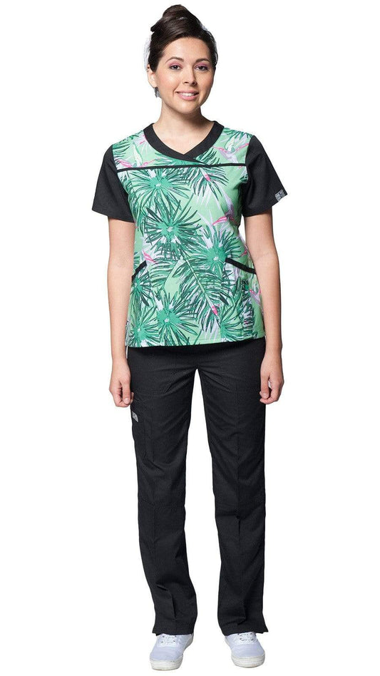 Women's Digital Humming Birds Print Uniform Scrubs